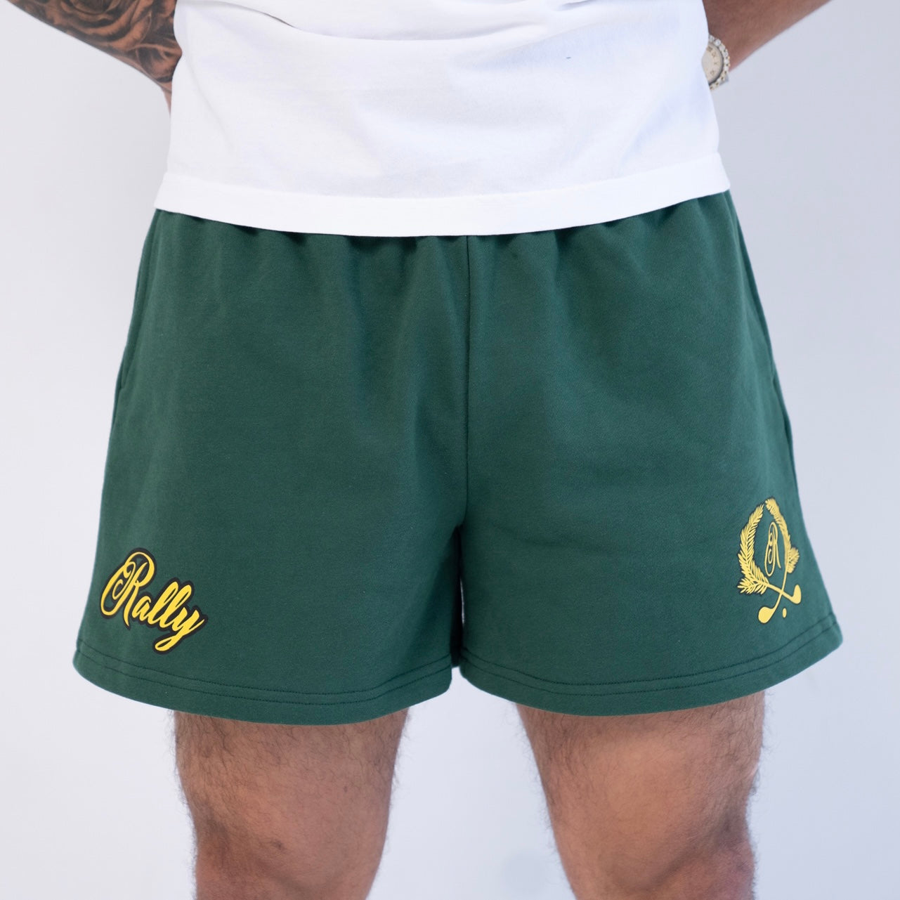 Augusta Green & Yellow RallyGolf French Terry Cotton Shorts