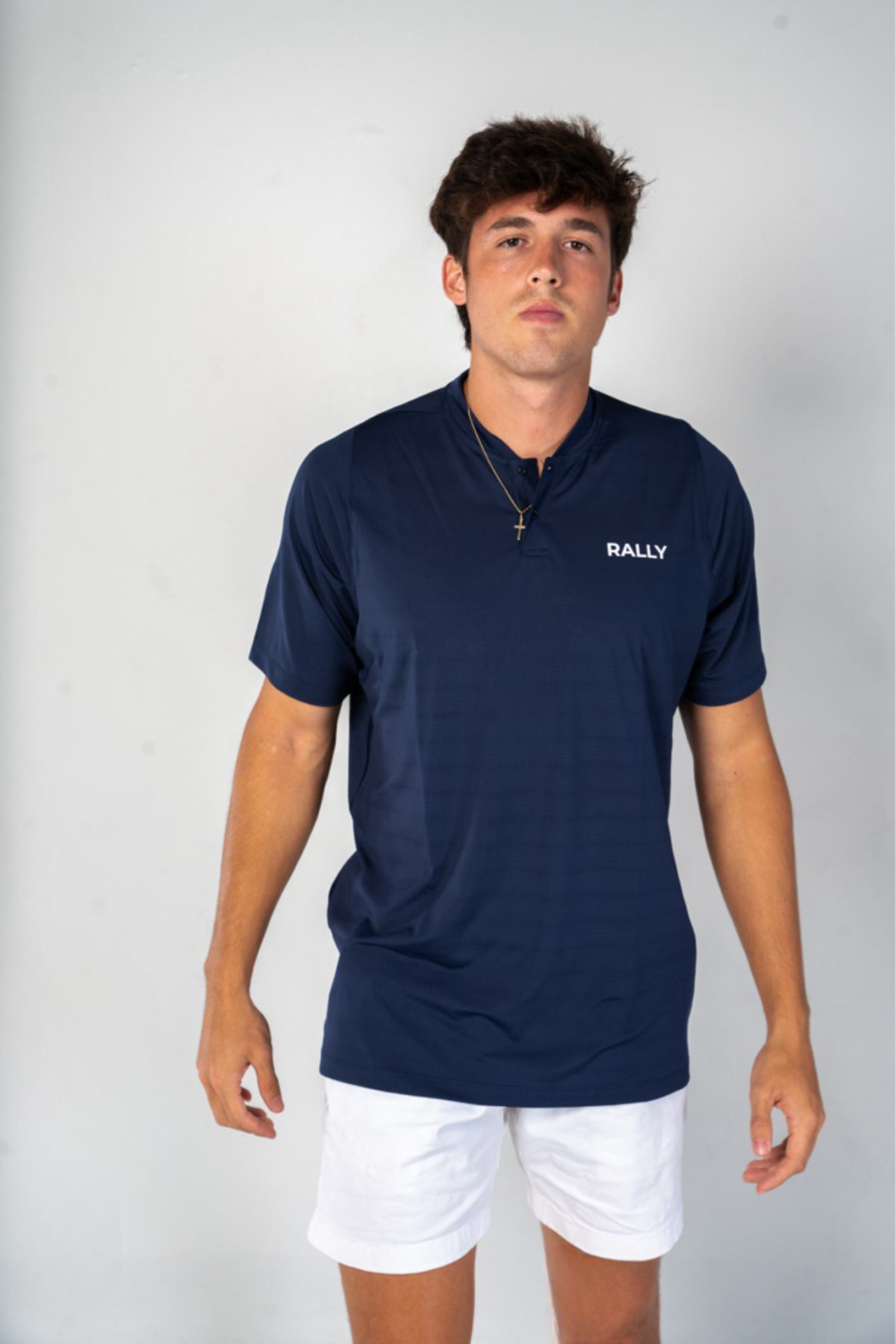 Navy Mock Neck RallyGolf Polo