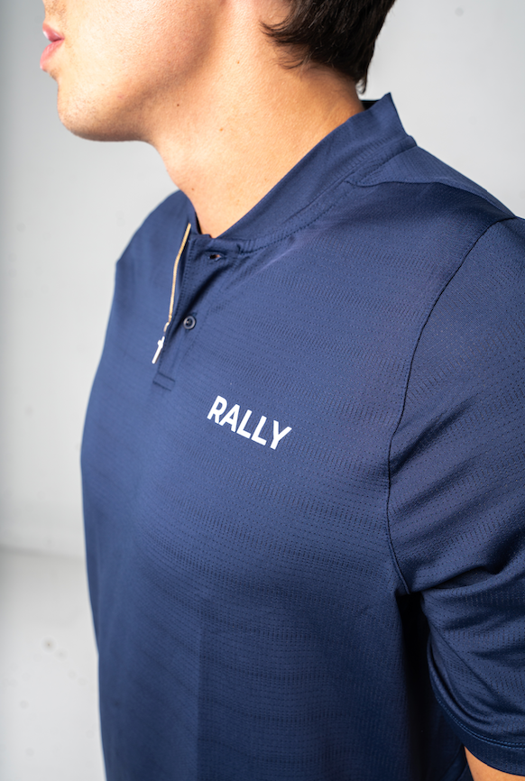 Navy Mock Neck RallyGolf Polo