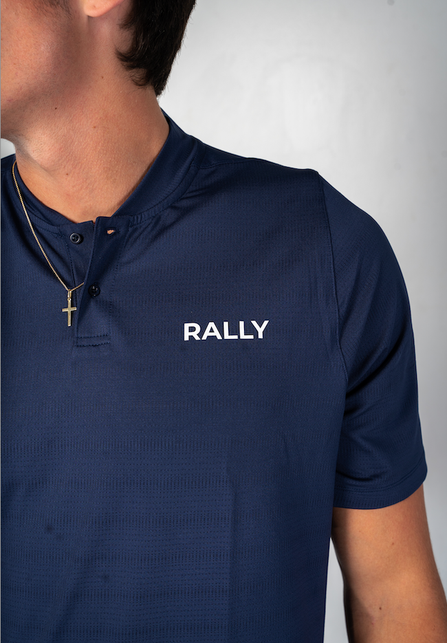 Navy Mock Neck RallyGolf Polo