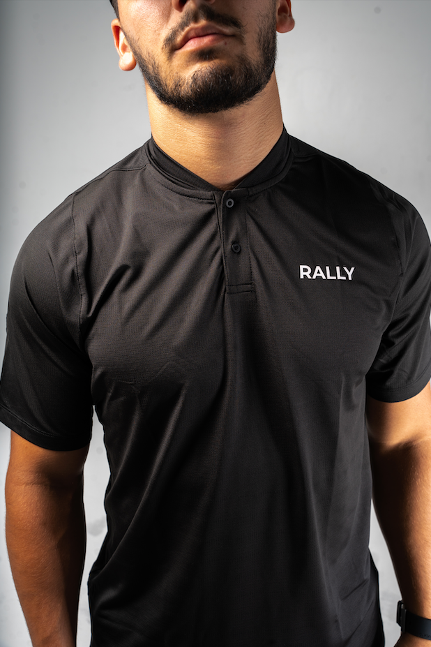 Black Mock Neck RallyGolf Polo