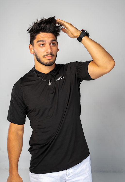 Black Mock Neck RallyGolf Polo