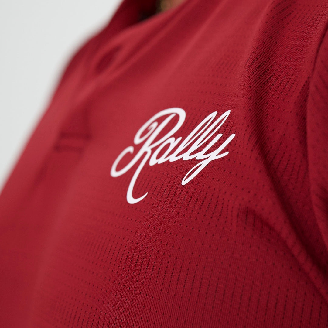 Performance Rally Mock Neck Polo 'Blood Red'