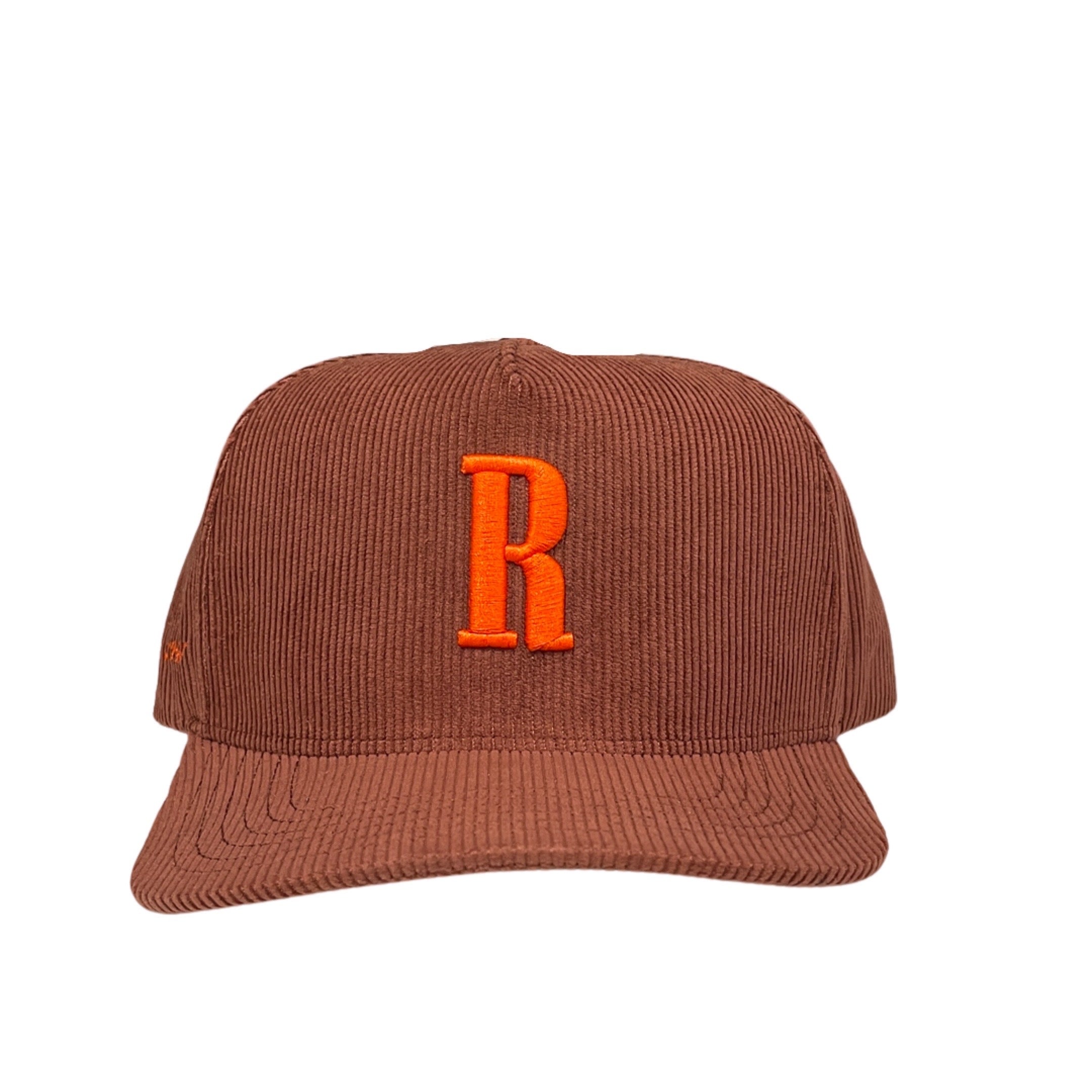 Brown Corduroy and Orange Rally Trucker Hat