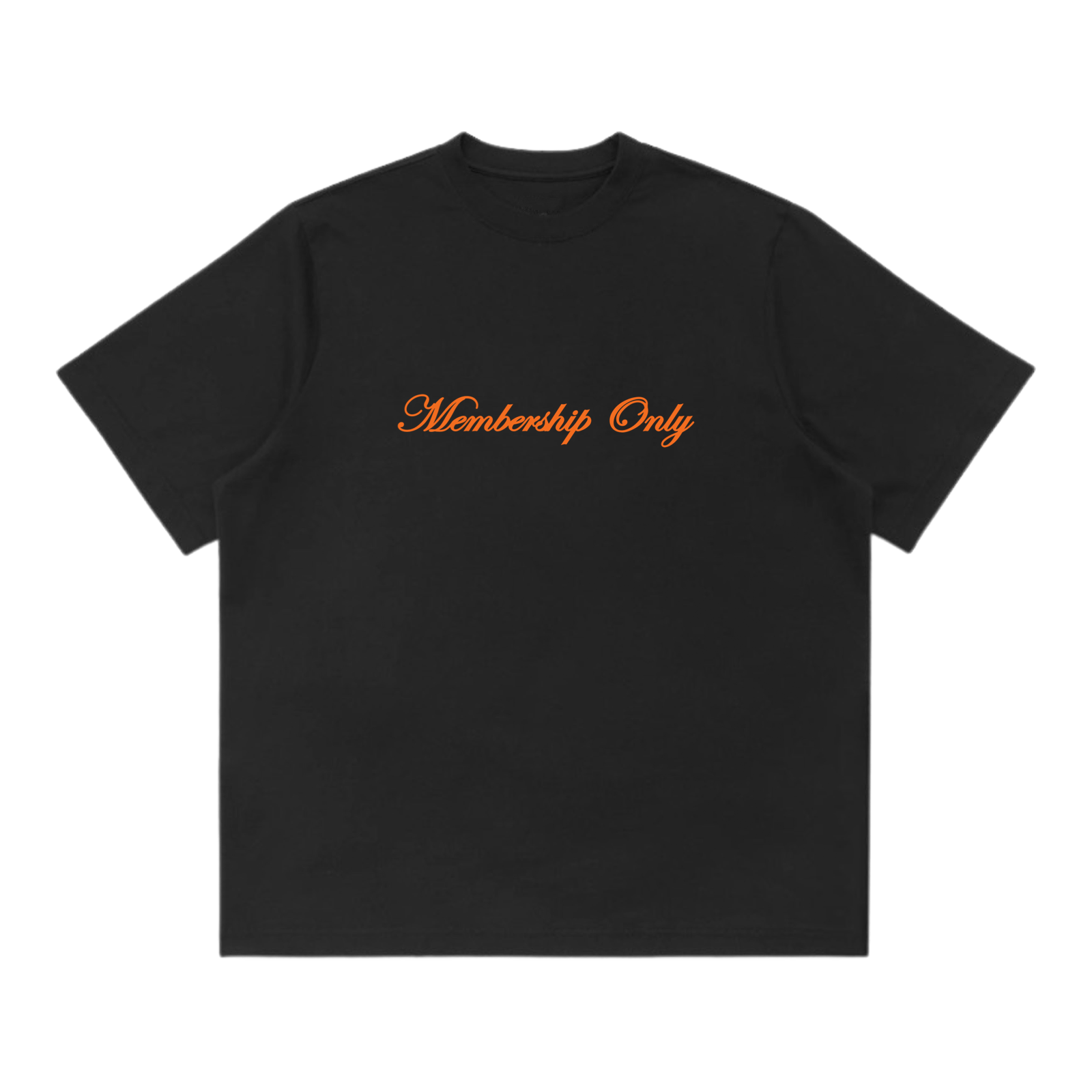 MEMBERSHIP ONLY TEE BLACK AND ORANGE