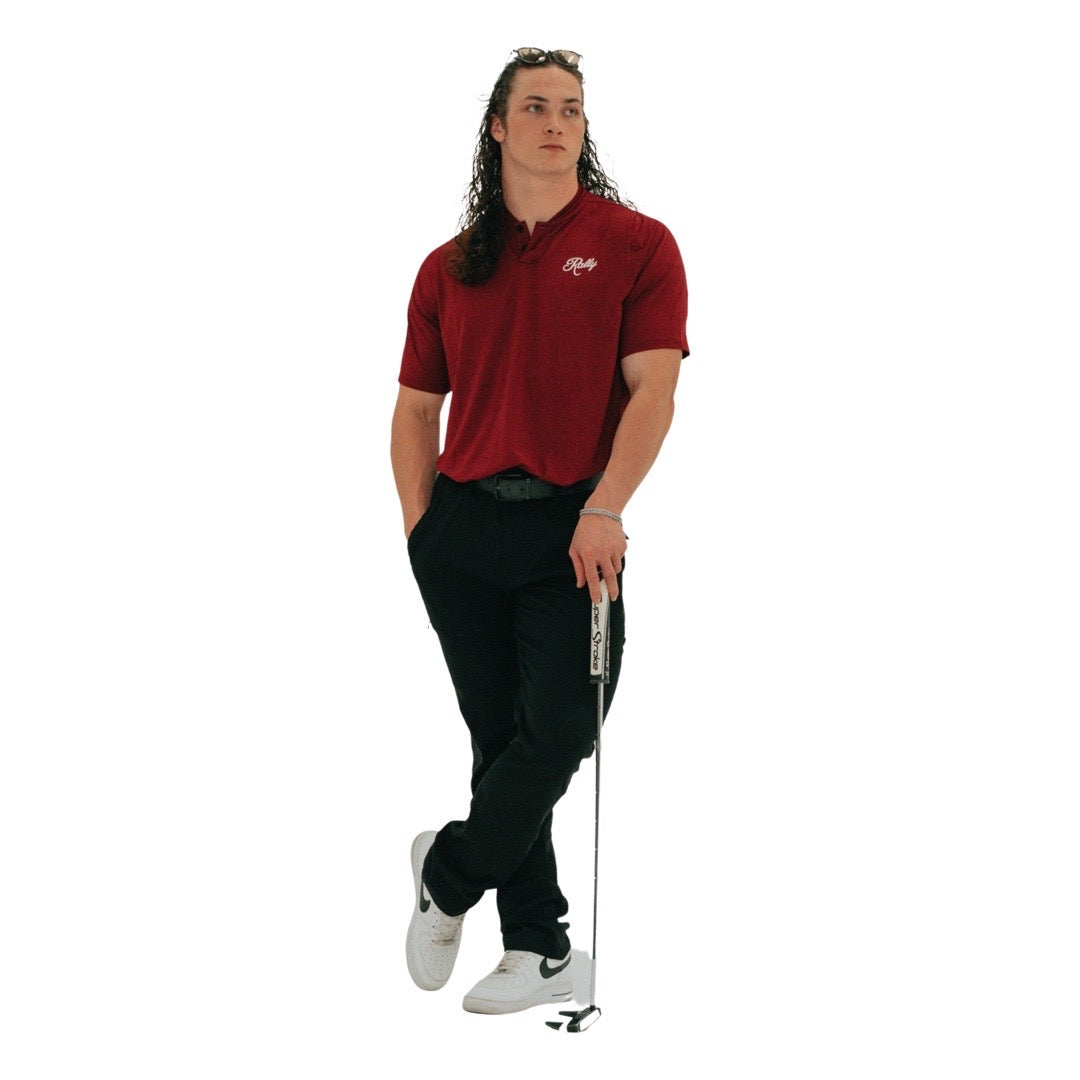 Performance Rally Mock Neck Polo 'Blood Red'