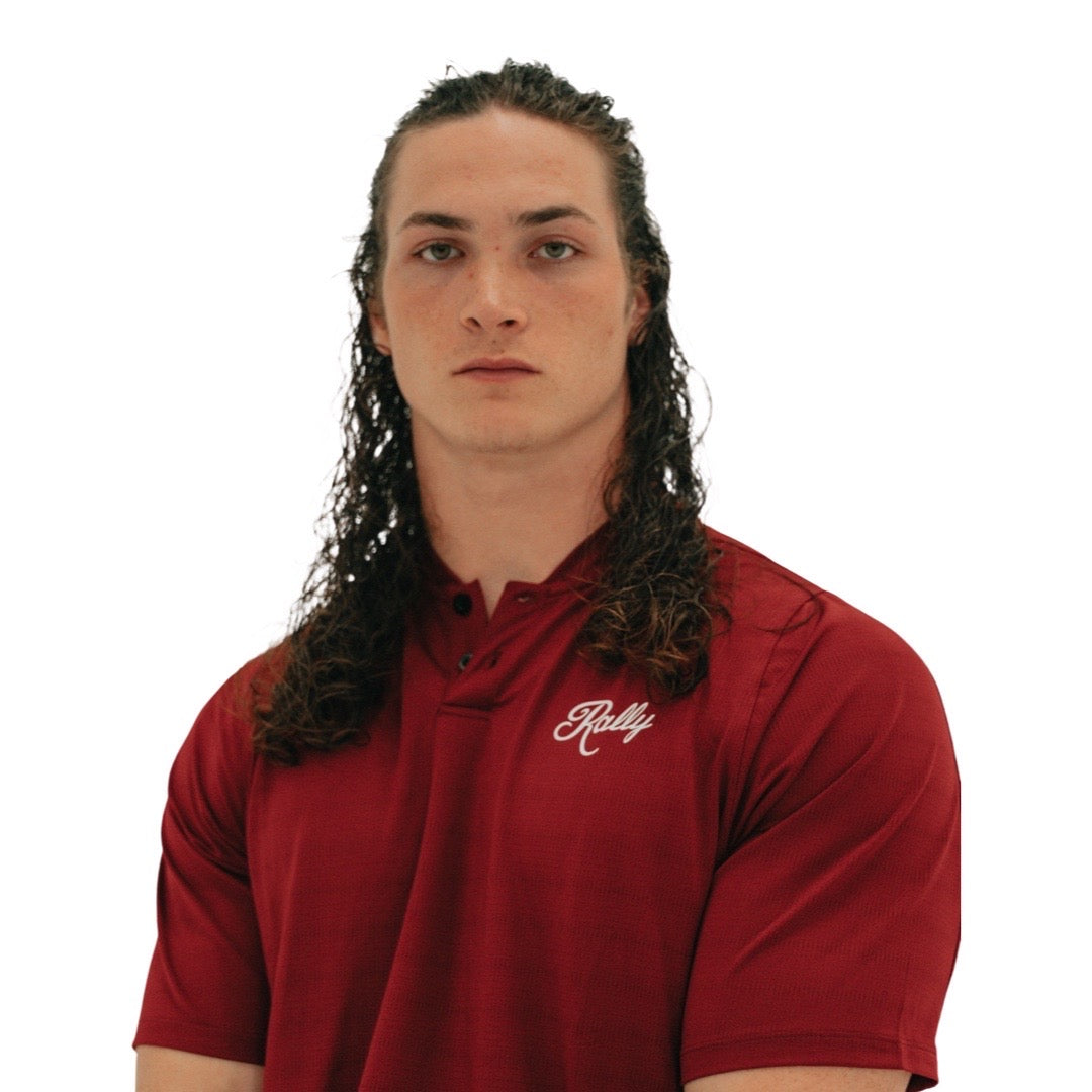 Performance Rally Mock Neck Polo 'Blood Red'