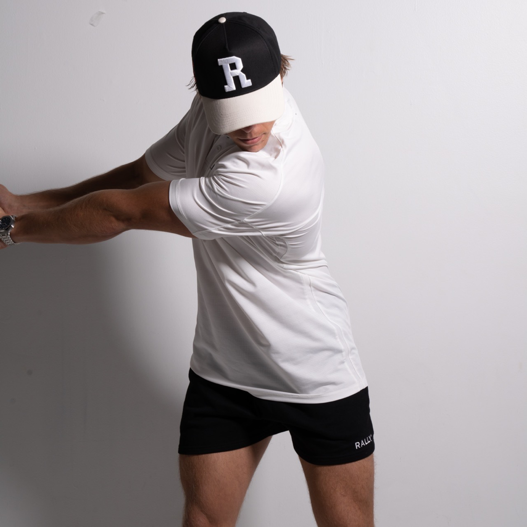 White Mock Neck RallyGolf Polo